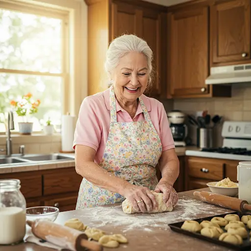 Baking — her happy place