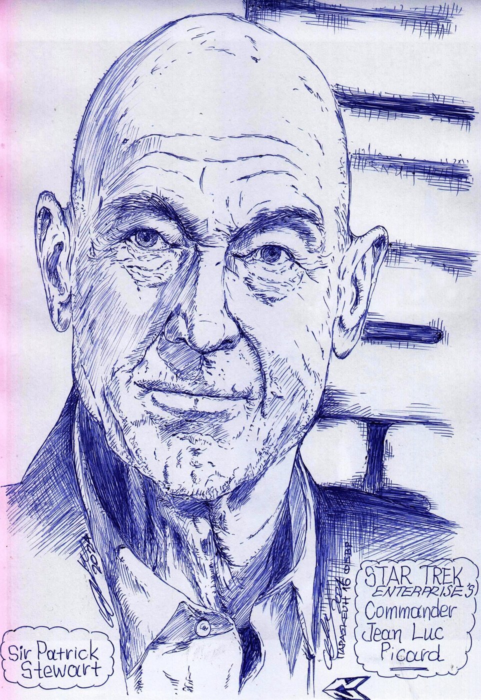 Drawing of Captain Picard. ΑΝώΔυΝος, CC BY-SA 4.0, Wikimedia Commons (resized)